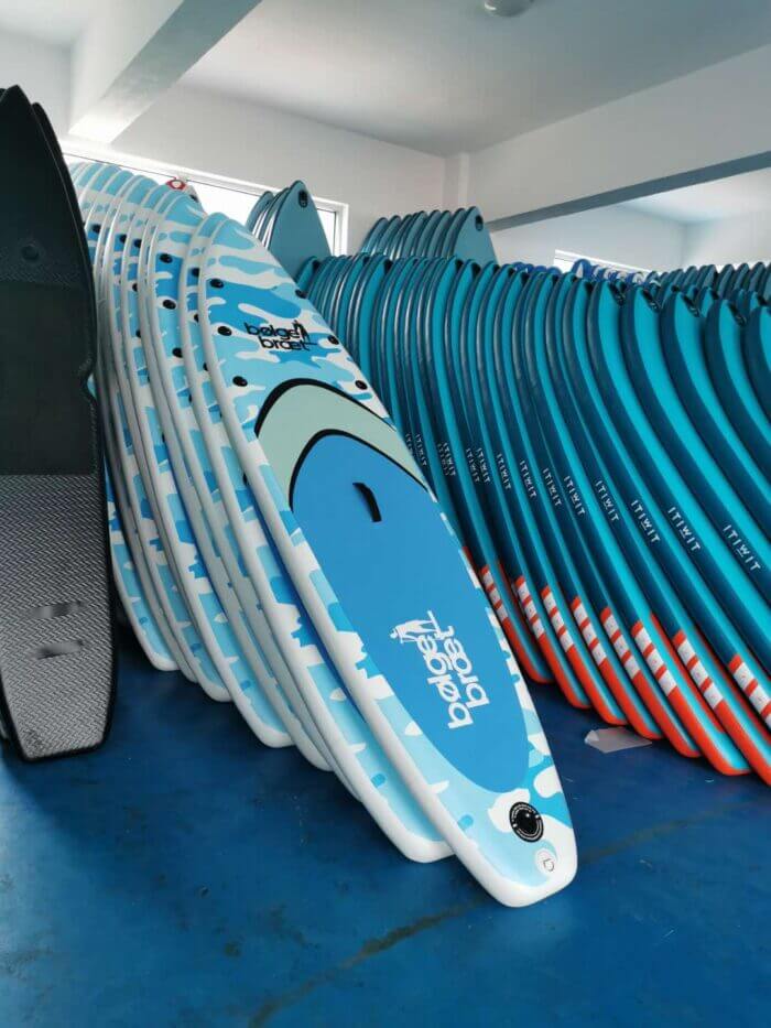 SUP board blue camouflage, production